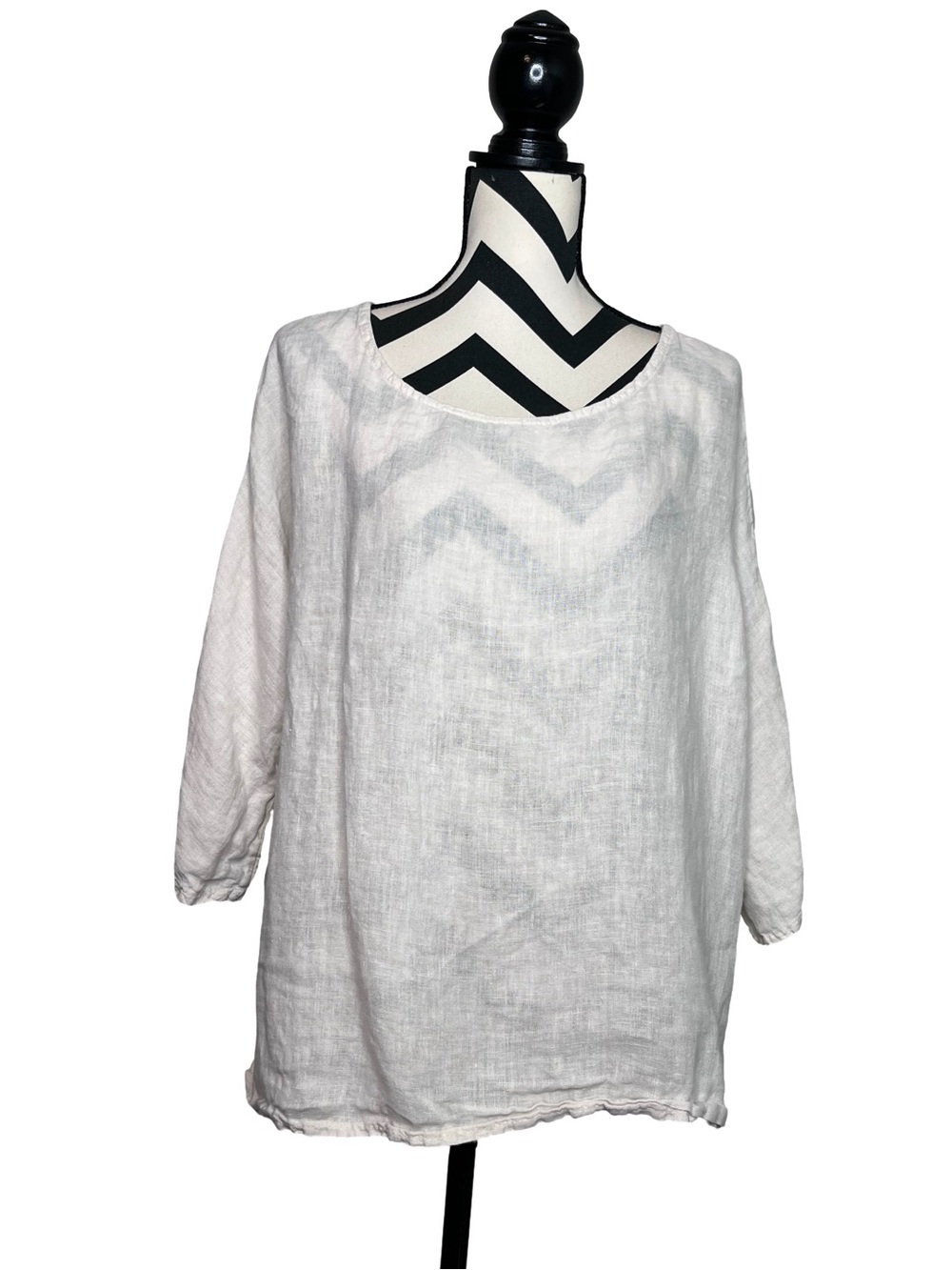 Giusy 100% Linen Lagenlook Earthy Lightweight 3/4 Sleeve Tunic Top Sz M